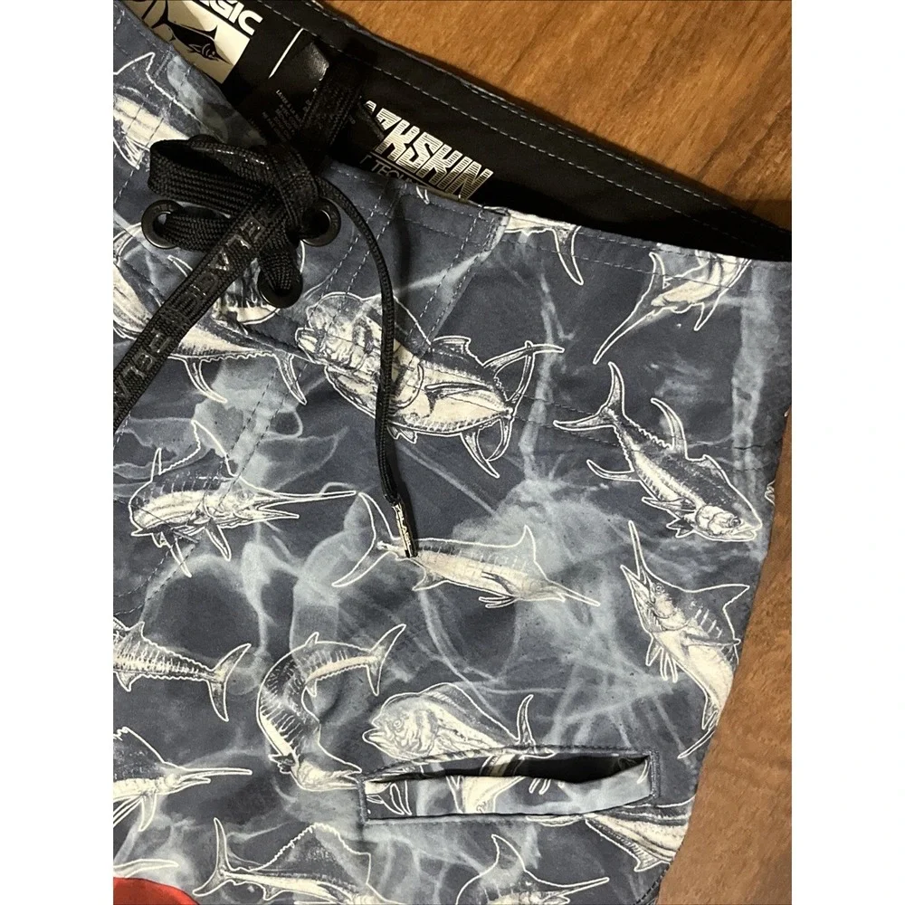 Pelagic Board Shorts Youth Size 25 (L) Sharkskin American Flag Stripe Fishing